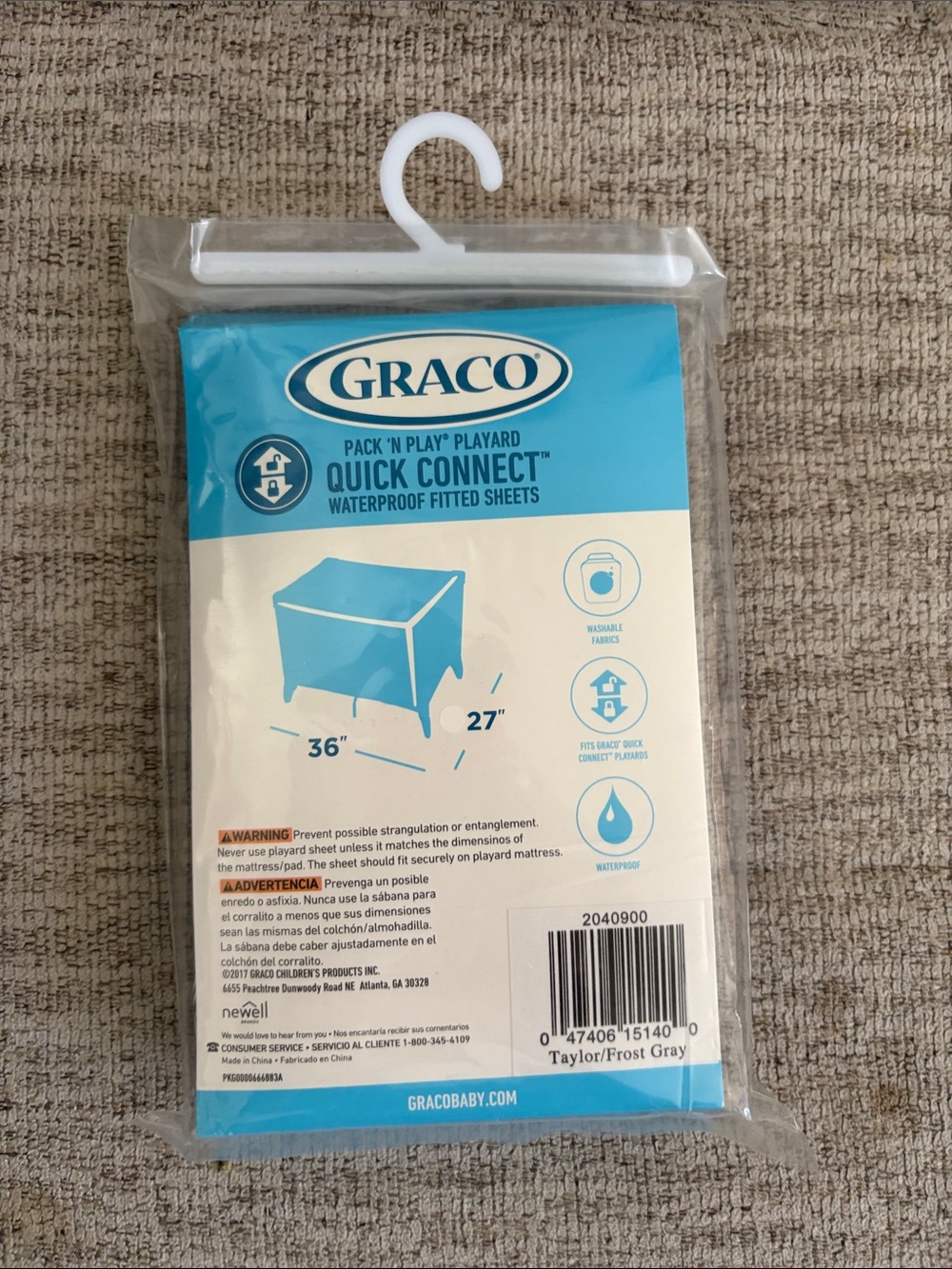 Graco Quick Connect Waterproof Fitted Sheets - Gray/White 2-Pack - Picture 2 of 2